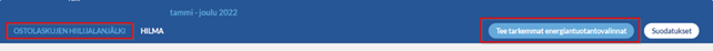 Hankintapulssin ylävalikko, jossa näkyy oikeassa reunassa tee tarkemmat energiantuotantovalinnat -painike